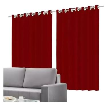 Imagem de Cortina Com Blackout Quarto C/Voil 100% Pvc 280x180cm Ilhós (Vermelho)