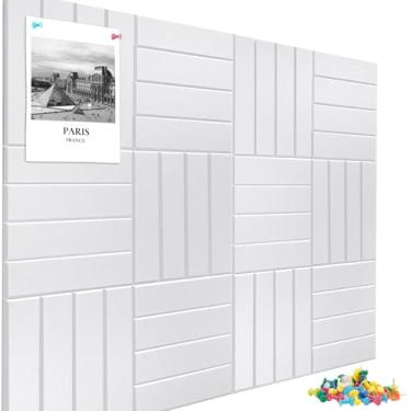 Imagem de Quadro de cortiça grande para placa de feltro de escritório alternativa - pacote com 12 painéis de parede de ripas, azulejos de quadro de avisos de feltro para decoração de parede de escritório,