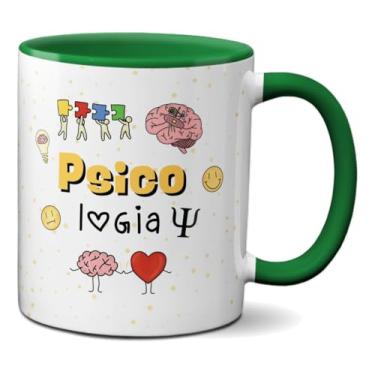 Imagem de Caneca Psicologia Símbolos Profissão Criativa Psicólogos (Verde)