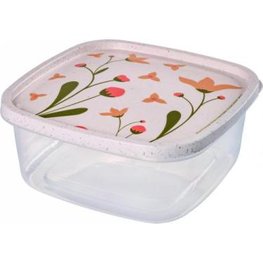 Imagem de Pote de Plástico Quadrado 1,6L Clic Marmorizado Floral - Plasutil