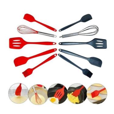 Imagem de Kit Utensílios De Cozinha De Silicone Pincel Fuê Espátulas - Top Rio