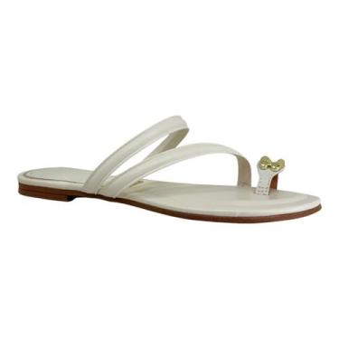 Imagem de Sandália Rasteira Vizzano Aplicação Feminina Casual 6528.104, 37, Bran