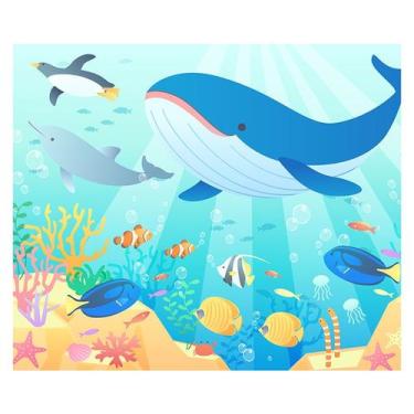 Imagem de Papel de Parede Adesivo Infantil Fundo do Mar Bebe Quarto - 571pcm - A