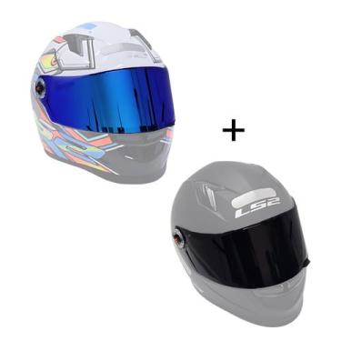 Imagem de Viseira Capacete Ls2 FF358 Revo Azul Mais Viseira Fume - Visor 1