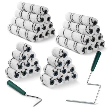 Imagem de CoatPro Twools Pacote com 40 capas de rolo de pintura de microfibra de 5 e 15 cm com 2 molduras de rolo de metal antiferrugem, ferramentas de pintura de nível profissional para paredes, tetos, móveis