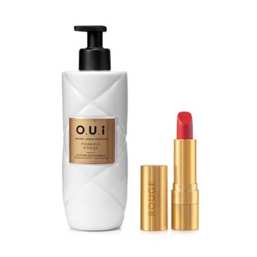 Imagem de O.U.i Combo Rouge: Loção Hidratante Paradis Rouge 400ml + Batom Vermelho Rouge à Lèvres 3,5g