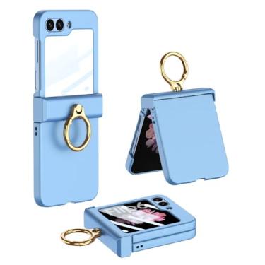 Imagem de Anel leve capa com dobradiça ultrafina para Samsung Galaxy Z Flip 6 ZFlip6 Flip5 protetor de tela eixo giratório, gelo, azul, para SM Galaxy Z Flip 6