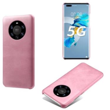 Imagem de Capa para Huawei Mate 40 PRO PLUS,Proteção contra quedas,Casca de volta de cor sólida simples,Design de couro de imitação de plástico-Pink