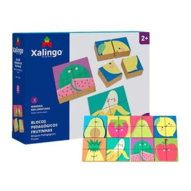 Imagem de Brinquedo Infantil Blocos Pedagógicos Frutinhas Quebra-Cabeça Educativ