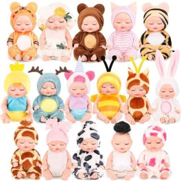 Imagem de Bonecas Mini Reborn Baby Dolls retrowavy de 11 cm com roupas de animai