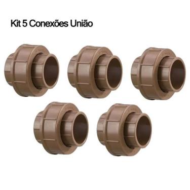 Imagem de Kit 5 Conexões de Água Fria 1" 32mm Marrom/Soldável Curva 90/45 Flange