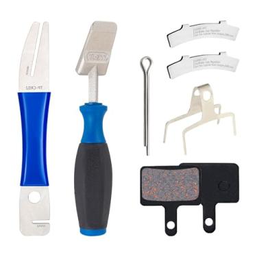 Imagem de VLBPCR Conjunto de 7 peças, kit de ferramentas de reparo de freios a disco de bicicleta, ferramenta de alinhamento de disco de bicicleta inclui garfo de rotor, ferramenta de ajuste de rotor, regulador