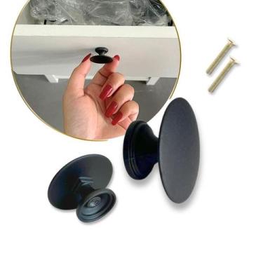 Imagem de 1 Puxador mod. Ponto Redondo Preto Fosco em metal p/ Móveis - Compras 