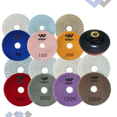 Imagem de 7 Lixa Diamantada Polir Granito Porcelanato Concreto Suporte - Anker d