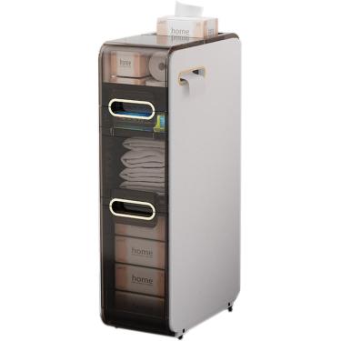 Imagem de Armário De Chão De Banheiro, Armazenamento De Armário De Banheiro Arrow Com Gavetas E Rodízios, Torre De Armazenamento Alta E Fina à Prova D'Água De Grande Capacidade, Brown, 2 Tier