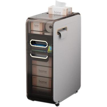 Imagem de Armário De Chão De Banheiro, Armazenamento De Armário De Banheiro Arrow Com Gavetas E Rodízios, Torre De Armazenamento Alta E Fina à Prova D'Água De Grande Capacidade, Black, 3 Tier