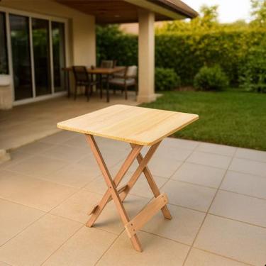 Imagem de Mesa Dobrável Bar Restaurante 70x70 Madeira Maciça - Spacoshop, NATURA
