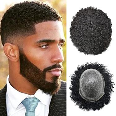 Imagem de Right Hair Peruca afro para homens negros, cabelo humano encaracolado crespo para homens negros, peça de cabelo afro-americano com injeção de poliuretano, unidade de cabelo afro-americano, homens