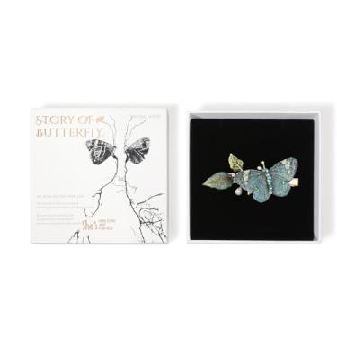 Imagem de Grampo de cabelo de borboleta para mulheres, cristais bordados à mão SHE'S FREE STYLE JUST FOR YOU e folhas de óleo pingando à mão, clipes de cabelo originais para mulheres, acessório de cabelo de