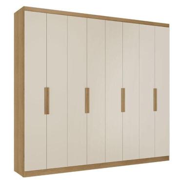 Imagem de Guarda Roupa Casal Milan 8 Portas Capuccino Off White Acetinado - Thb
