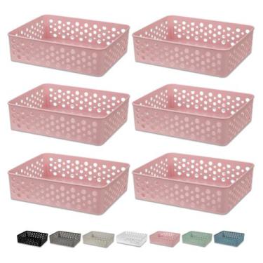 Imagem de Kit 6 Cestos Organizadores p/ Gaveta Armario Lavanderia G 34x25cm - Us