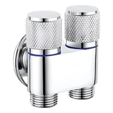 Imagem de 2X Torneira Registro Duas Saídas 1/2 Máquina De Lavar Preto