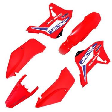 Imagem de Kit Plástico Carenagem Biker R1de C/ Adesivos Xr 250 Tornado, Vermelho