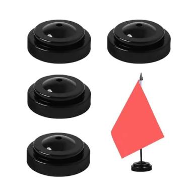 Imagem de 4 peças mini suportes de bandeira de mesa de plástico redondo base de bandeira de 1 furo para decoração de exibição de mesa de conferência de escritório em casa