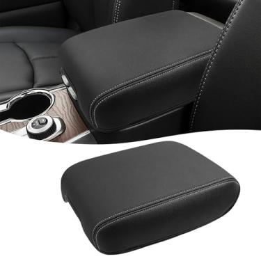 Imagem de Capa de console central para Infiniti QX60 JX35, Nissan Pathfinder 2013-2020, protetor de almofada de apoio de braço, capa de console central de couro de vinil para acessórios Nissan Pathfinder, preta