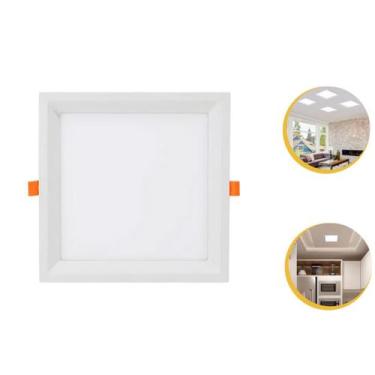 Imagem de Kit 20 Painel Plafon Embutir Quadrado Recuado Led 12w  Opus, Branco - 