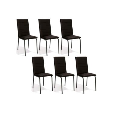 Imagem de Kit 6 Cadeiras de Cozinha Amsterdã C091PRF Aço 6 Un Preto Fosco/Corano Preto 110 - Kappesberg