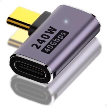 Imagem de Adaptador USB-C 4.0 240W 40Gbps, PD Fast Charge – 8K UHD, Áudio e Vídeo – Type-C Macho para Fêmea, Thunderbolt 4/USB4, Alumínio Premium (90graus)