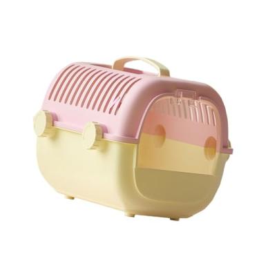 Imagem de IEUDNS Gaiola de transporte para hamster, gaiola portátil de saída respirável, transportadora de pequenos animais para gerbil, animais pequenos, viagens ao, Rosa Amarelo