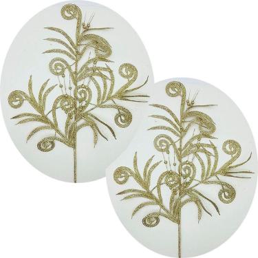 Imagem de Plantas Folhas Decoração Natal Gliter Dourado 70cm Kit 8pçs