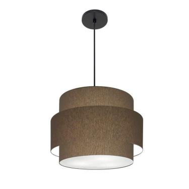 Imagem de Lustre Para Sala De Jantar Vivare Md-4392 Cúpula Em Tecido 40cm Cáqui 127/220v
