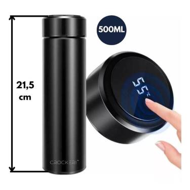 Imagem de Garrafa Térmica Em Aço Inox Com Termômetro Led Digital 500Ml