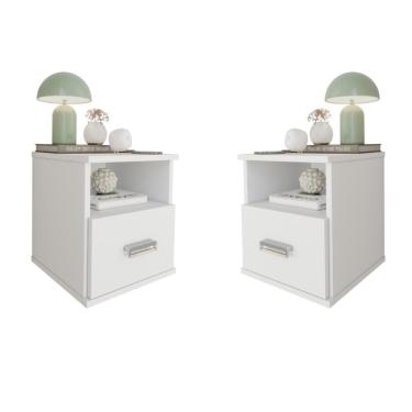 Imagem de Kit Mesas de Cabeceira Balli Suspensa Gaveta Oculta Secreta