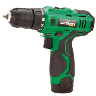 Imagem de Parafusadeira Furadeira a Bateria Lítio 12v 10mm Bivolt 2 Em 1 Britâni