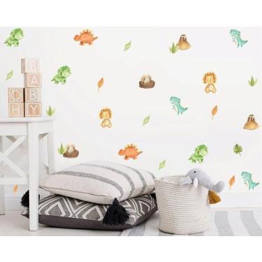 Imagem de Adesivo de Parede Infantil Dinossauros Coloridos e Divertidos - no-bra