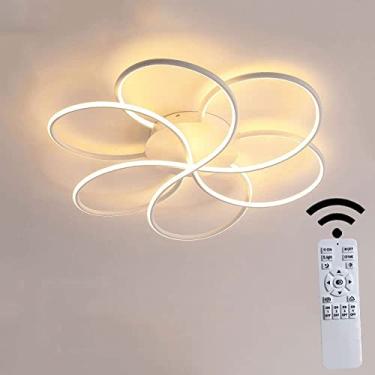 Imagem de Luminária de teto LED regulável para sala de estar, lustre criativo em formato de flor de 72 W, luminária de teto acrílica Φ60*H13cm, luminária de teto marrom moderna com controle remoto par