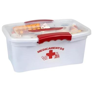 Imagem de Caixa Remedio, Maleta Caixa para Medicamentos 6 Litros, com AlçA Porta Medicamentos, Enfermagem Primeiros Socorros, Adequado para AssistêNcia MéDica Domiciliar