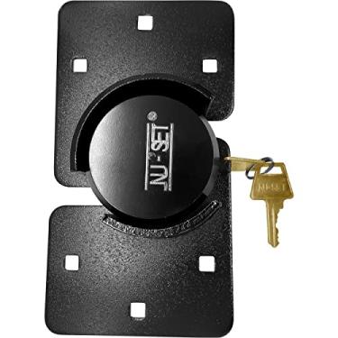Imagem de NU-SET 5373-3 uma peça 2-7/8" 73 mm Hóquei Reforçado Manilha Oculta Trailer Cadeado Aço Sólido NU-SET 2714-3 Ferrolho de Alta Segurança para Porta de Trailer, 21,5 cm, Preto, 1 Peça