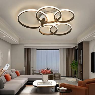 Imagem de Luminária de teto LED regulável, preta, moderna, simples, redonda, anel, sala de estar, luminária com controle remoto, decorativa, elegante, sala de estar, sala de jantar, quarto, cozinha, l
