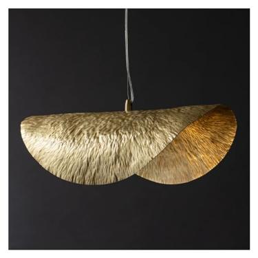 Imagem de Luminária pendente moderna de latão LED - Lustre pequeno de cabeceira, sala de estar, sala de jantar, iluminação, luzes de folha de bar, lâmpadas de lustre