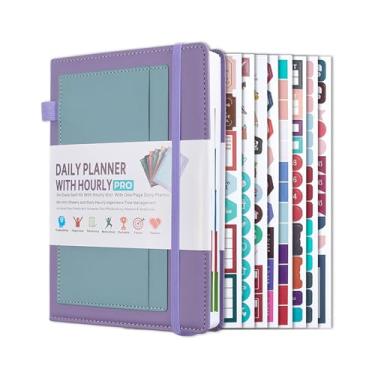 Imagem de Agenda agenda, agenda diária/semanal/mensal com 8 adesivos criativos, caderno de agenda de 400 páginas, caderno de páginas não datadas, cadernos de diário, agendas encadernadas para escritório e casa