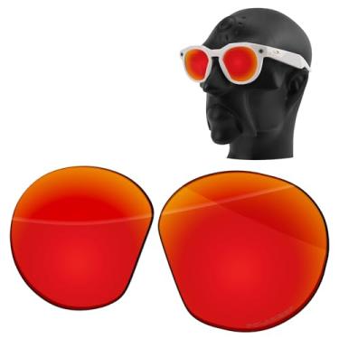 Imagem de Ensky Lentes de reposição HardyShield compatíveis com óculos de sol inteligentes Oakley Meta HSTN OW8002 de 51 mm, Vermelho fogo espelhado, Meta HSTN