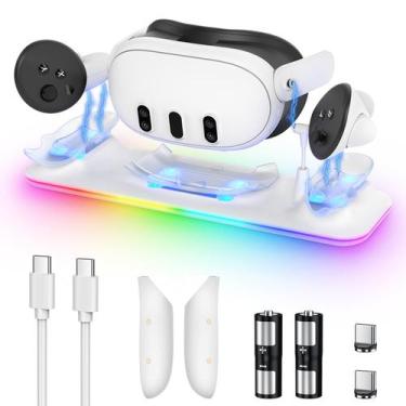 Imagem de Base de carregamento YUANHOT para Oculus Quest 3S/3 com luz RGB