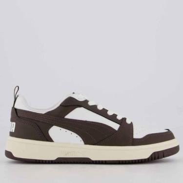 Imagem de Tênis Puma Rebound V6 Low Branco e Marrom, 40