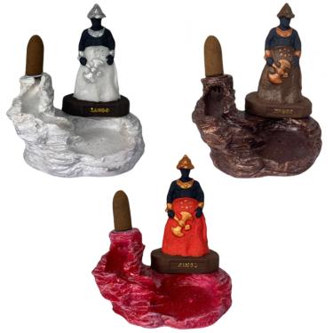 Imagem de Incensário Cascata Orixá Xangô em Resina 12 cm-Escolha a Cor