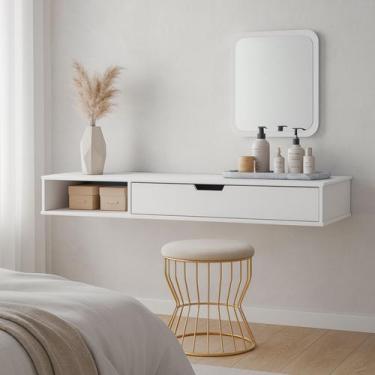 Imagem de Penteadeira Suspensa Camarim Escrivaninha Mesa Bancada Cantinho Maquia